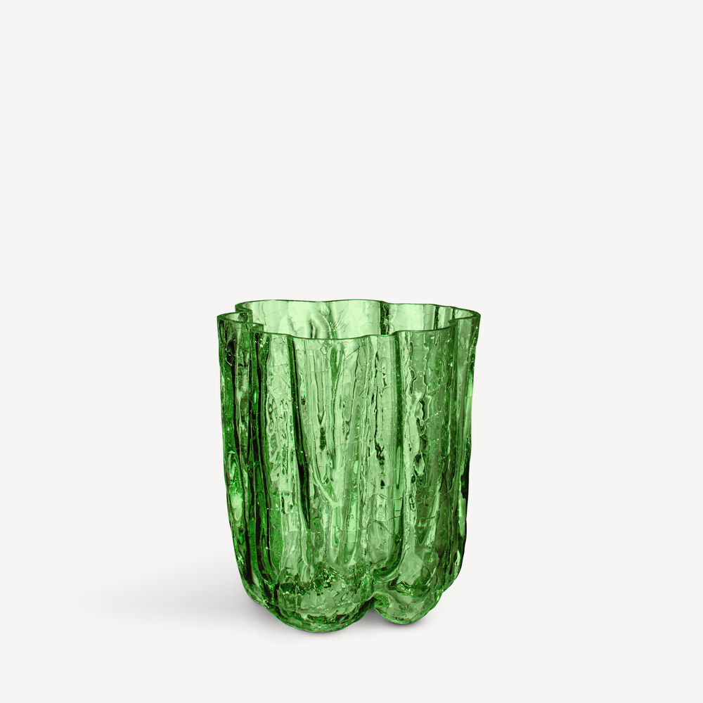 K&B Crackle mørk grøn vase 12cm